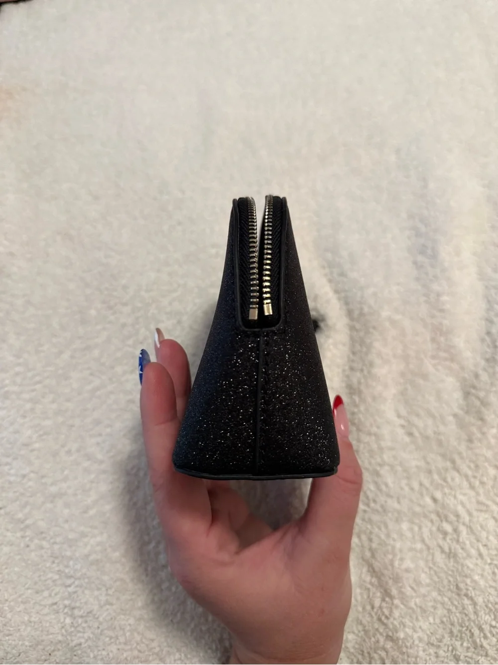 kate spade Black Glitter Mini Cosmetic Pouch